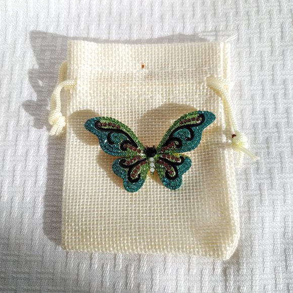 Rhinestone Butterfly Pin Broach - Picture 2 of 2